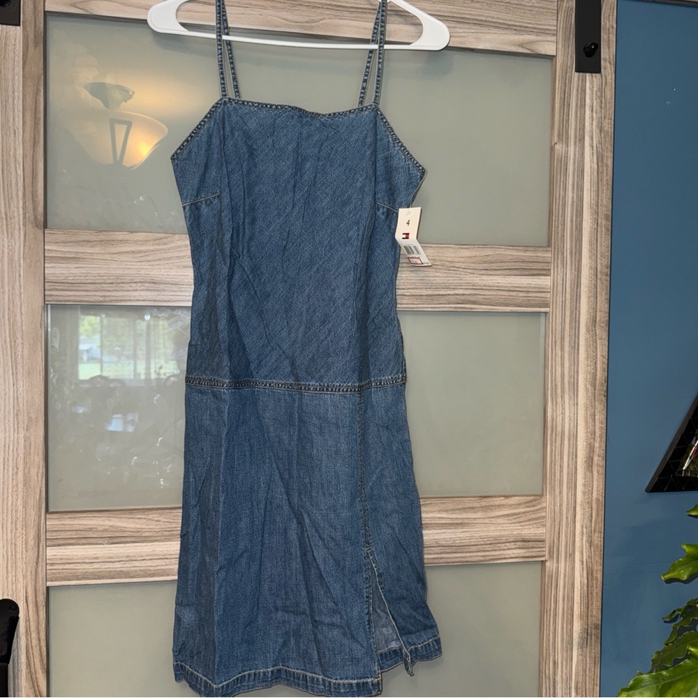 VTG Tommy Hilfiger Blue Denim Spaghetti Strap Dress NWT Size 4